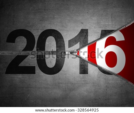 Happy new year concept. 2015 year change just unzip to 2016