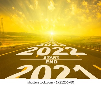 Happy New Year Concept. 2021 end and Start 2022