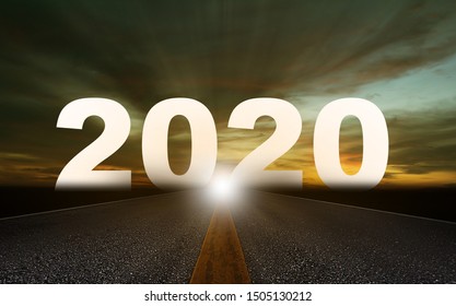 Happy new year concept background, road to 2020, future ahead  