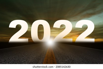 Happy new year concept background, road to 2022, future ahead 