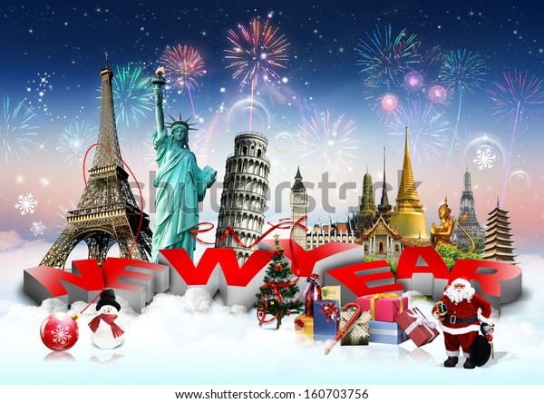 adelanto de world theme travel happy new year