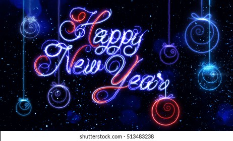 Happy New Year Illuminated Sign Decorative Stock Photo 513483238