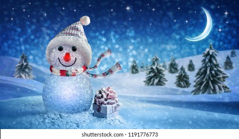 Happy New Year with Snowman and Christmas  - Powered by Shutterstock