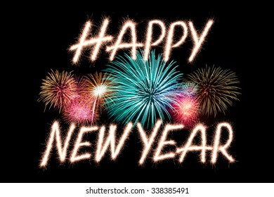 Happy New Year Written Sparkle Firework Stock Photo 338385491 ...