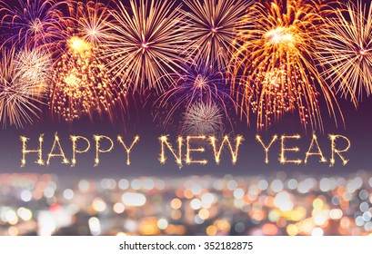 Happy New Year Written Sparkle Firework Stock Photo 352182875 ...