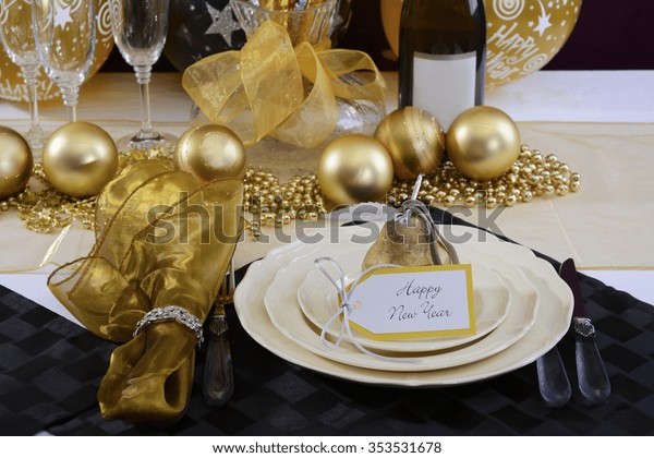 Happy New Years Eve Elegant Dinner Stock Photo Edit Now 353531678