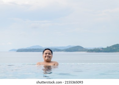 Happy Obese Boy Playing Swimming Pool Stock Photo 2155365093 | Shutterstock