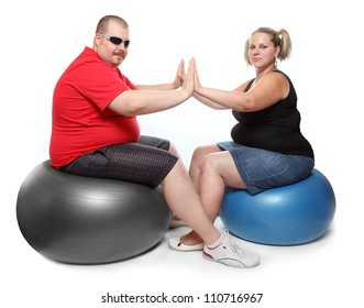 Happy Overweight Couple. Weight Loss Concept.