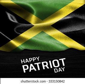 Happy Patriot Day Jamaica Flag On Wood Texture Background