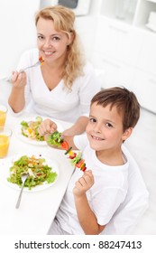 Happy People Eating Healthy Food