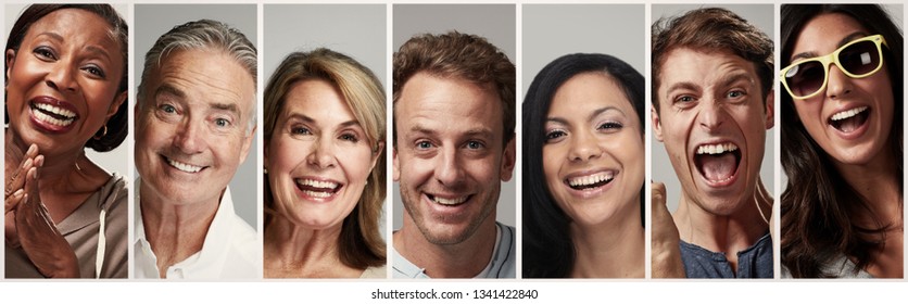 Happy people faces set - Shutterstock ID 1341422840