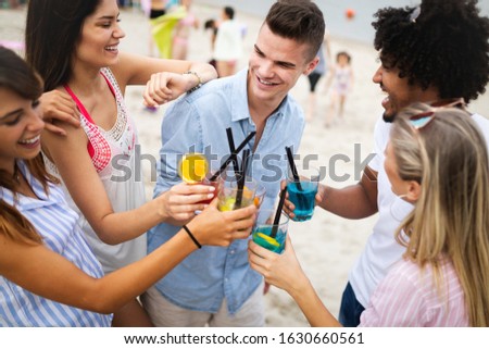 Similar – Group of young people laughing in summer party