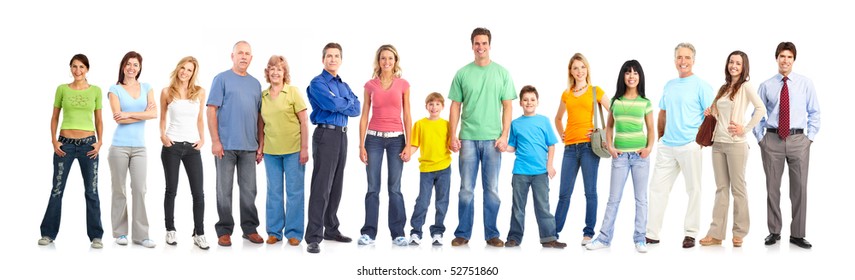 Happy People. Isolated Over White Background