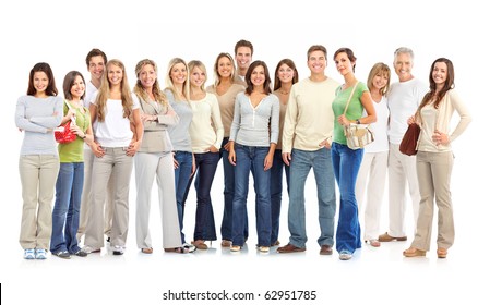 Happy People. Isolated Over White Background