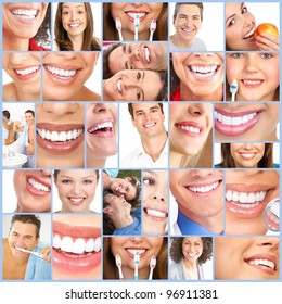 Happy People Smile. Dental Collage.