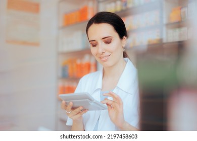 
Happy Pharmacist Calculating Inventory Items In The Drugstore. Carefree Business Manager Bookkeeping Making A Financial Analysis
