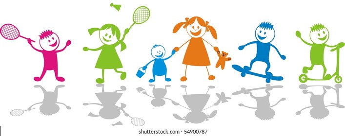 Happy playing children. Sport