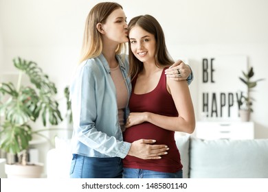 Happy Pregnant Lesbian Couple Home Stock Photo 1485801140 | Shutterstock