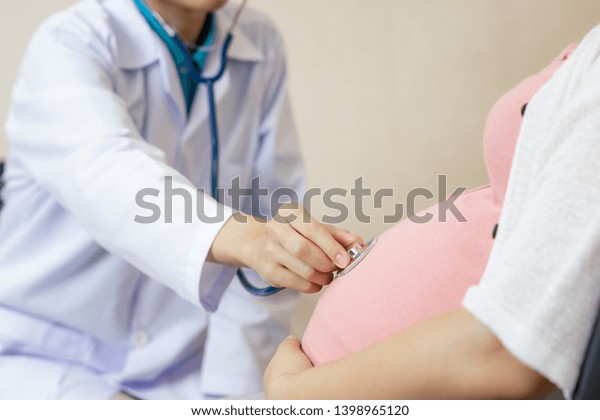 Happy Pregnant Woman Visit Gynecologist Doctor Stock Photo (Edit Now ...