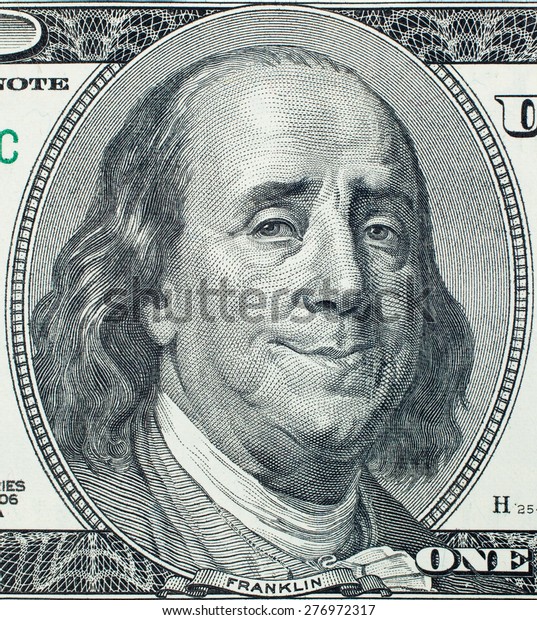 Happy President Benjamin Franklin Portrait On 100 Us Dollar Bill