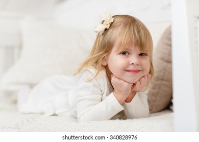 Happy Pretty Little Girl Lies On Stock Photo 340828976 | Shutterstock