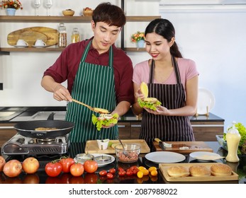 Happy Professional Chefs Master Teaching Cheerful Stock Photo ...