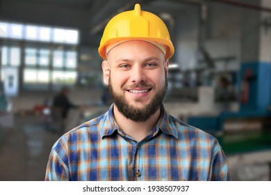 Happy Professional Heavy Industry Engineer Worker Wearing Uniform and Hard Hat.