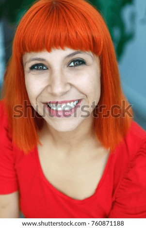 Similar – Happy woman with purple hair