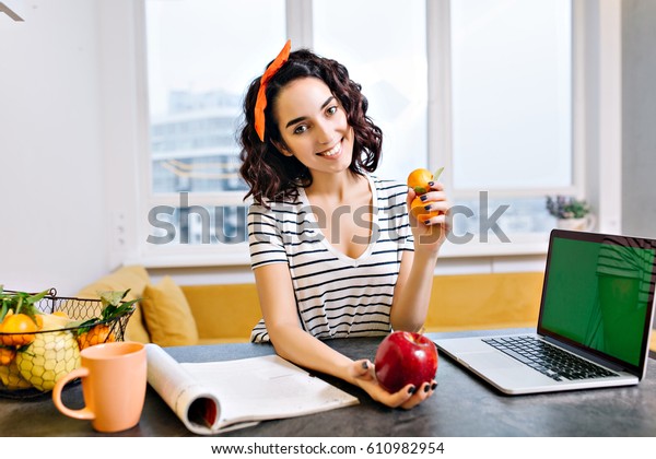 Happy Relax Time Home Joyful Young Stock Photo Edit Now 610982954