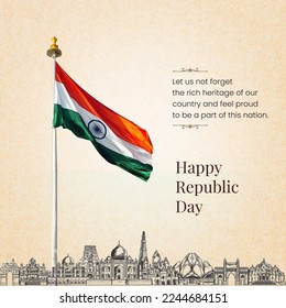 Happy Republic and Independence Day of India - Shutterstock ID 2244684151
