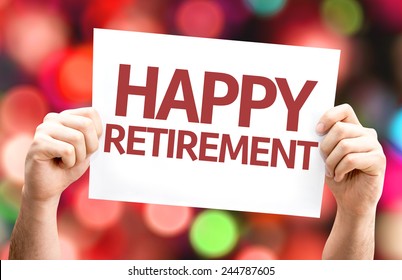 Happy Retirement Card With Colorful Background With Defocused Lights