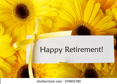 Happy Retirement Message Card With Yellow Gerberas