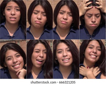 Happy Sad Female Teen Collage