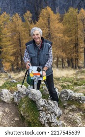 Happy And Satisfied Of His Accomplishment Senior Man Arriving On Top Of The Julian Alps Peak Where A Metal Box With Trail Book To Sign In Is