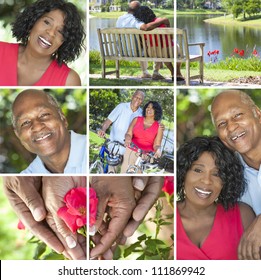 A Happy Senior African American Couple Together Outside, Active Retirement In The Summer Sunshine