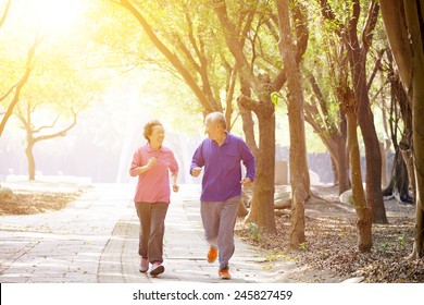 happy Senior Couple Exercising In the Park