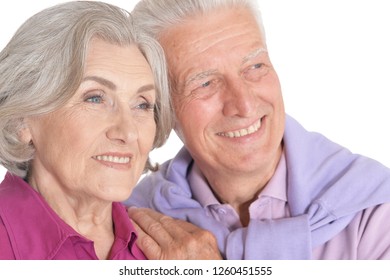 Happy Senior Couple Isolated On White Background