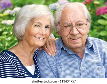 Happy Senior Couple Portrait,outdoors,close-up