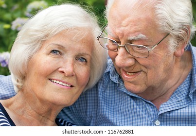 Happy Senior Couple Portrait,outdoors,close-up