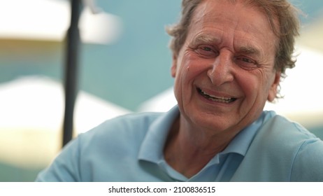 Happy Senior Man Laughing And Smiling. Older Person Authentic Real Life Laugh And Smile