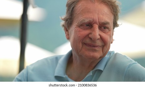 Happy Senior Man Laughing And Smiling. Older Person Authentic Real Life Laugh And Smile