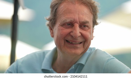 Happy Senior Man Laughing And Smiling. Older Person Authentic Real Life Laugh And Smile