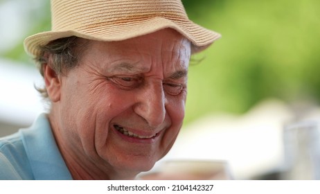 Happy Senior Man Laughing And Smiling. Older Person Authentic Real Life Laugh And Smile