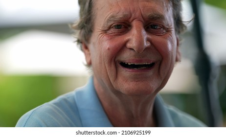 Happy Senior Man Laughing And Smiling. Older Person Authentic Real Life Laugh And Smile