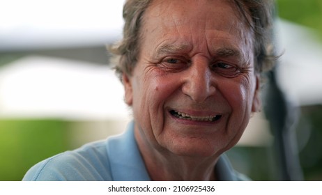 Happy Senior Man Laughing And Smiling. Older Person Authentic Real Life Laugh And Smile