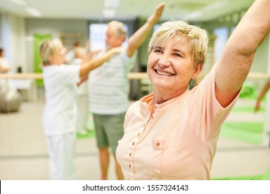 Happy Senior Woman Doing Back Exercise Stock Photo 1557324143 