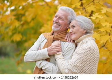 Fröhliche ältere Frau und Mann im Park