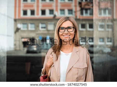 Similar – Woman in front of staircase / passageway