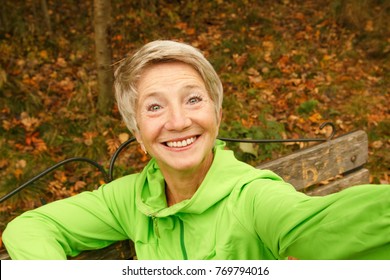 Happy Senior  Woman  Taking Selfie