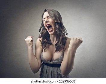 Happy Sensual Woman Screaming